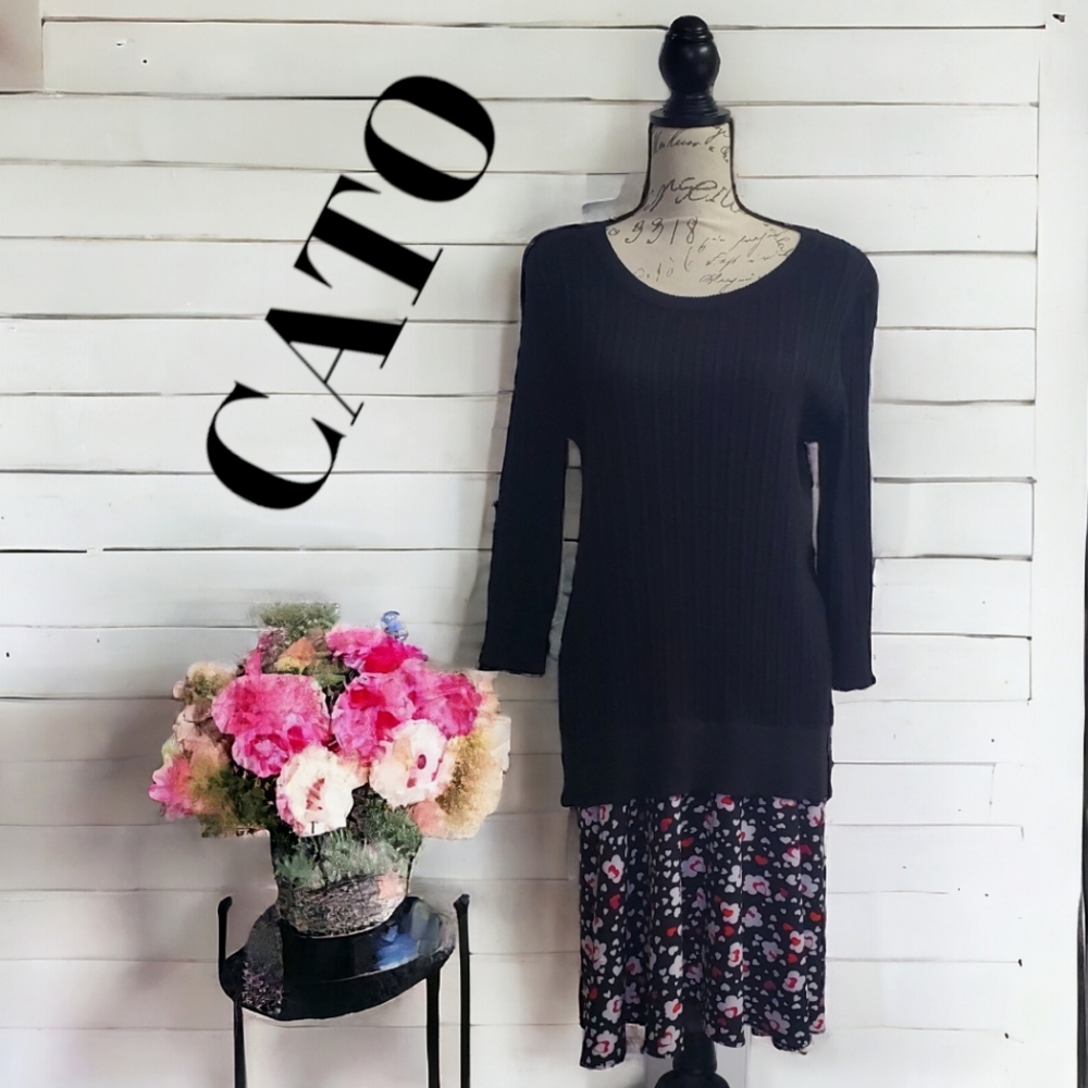 NWOT CATO Women's Midi Dress Sweater Dress /Stretchy /Ribbed  Fit & Flare Size S